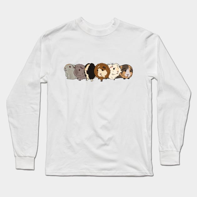 Cartoon Guinea Pig Group Long Sleeve T-Shirt by Kats_guineapigs